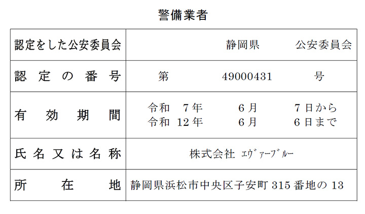 警備業認定標識